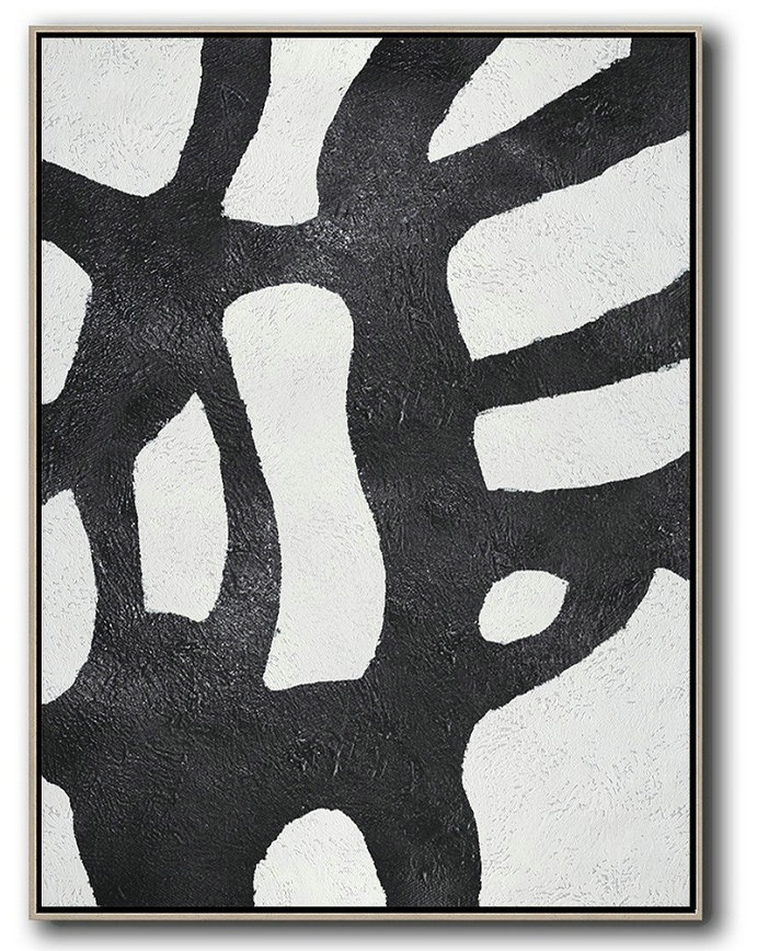 Black And White Minimal Painting On Canvas,Wall Art Painting #U9A5